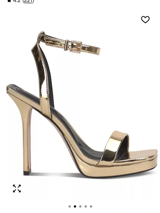 Jessica Simpson ADONIA Metallic Gold Ankle-Strap Platform Heels - Picture 3 of 10